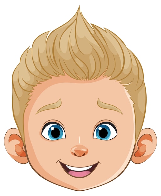 Vector cheerful cartoon boy with spiky hair