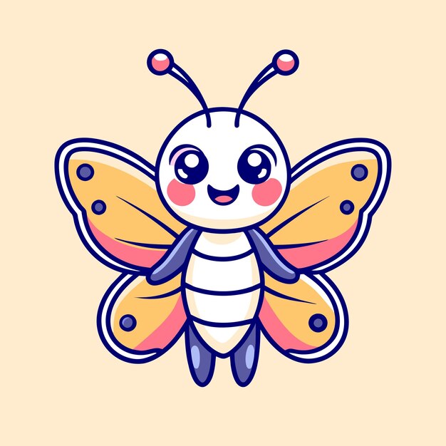 Vector cheerful cartoon butterfly character illustration