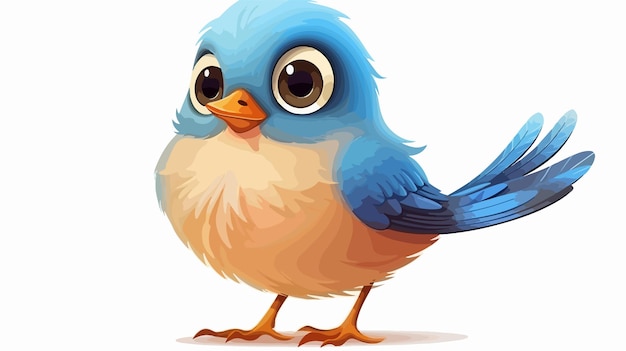 Cheerful Cartoon Cute Little Bird in Colorful Illustration