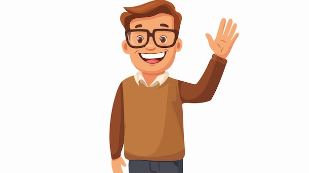 Vector cheerful cartoon dad waving in vector illustration