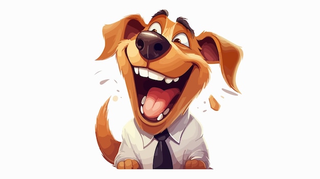 Vector cheerful cartoon dog manager laughing in vector illustration