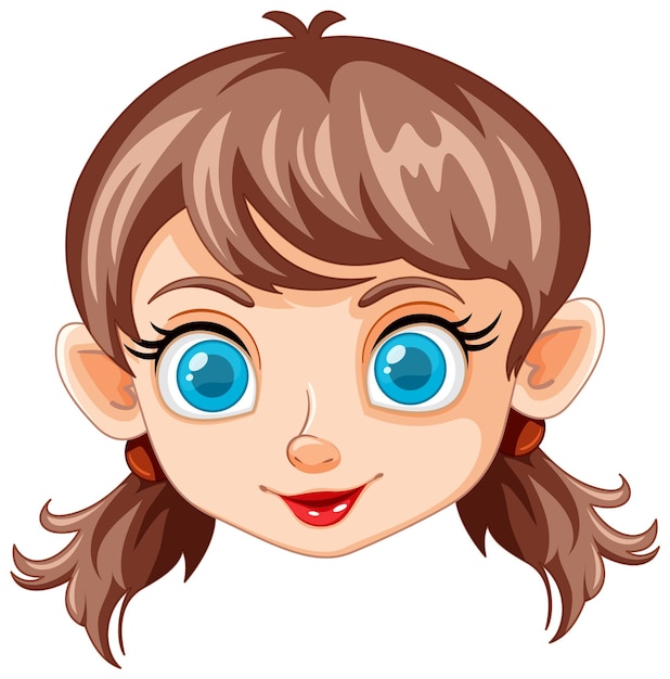 Cheerful Cartoon Elf Girl Portrait