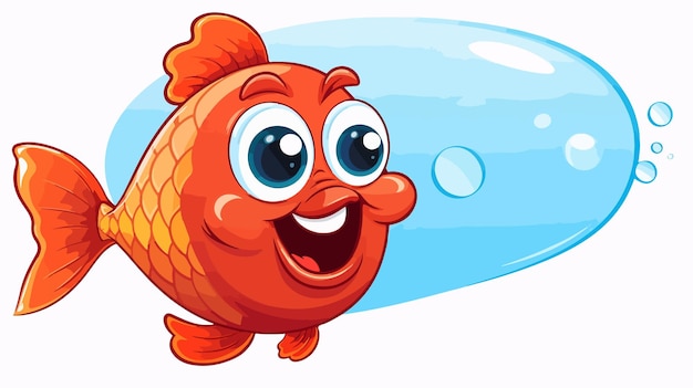 Vector cheerful cartoon fish with speech bubble in vibrant colors