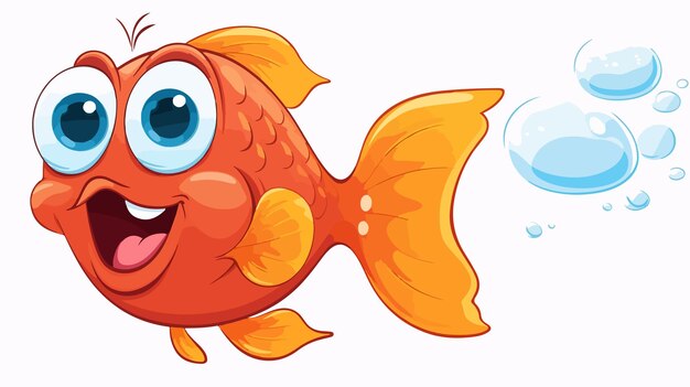 Vector cheerful cartoon fish with speech bubble in vibrant colors