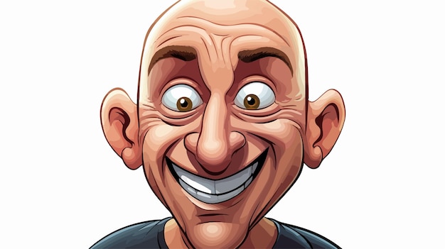 Cheerful Cartoon Funny Bald Man Illustration