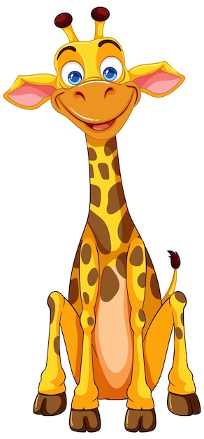 Vector cheerful cartoon giraffe sitting down