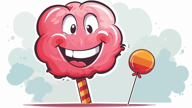 Cheerful Cartoon Happy Candy with Thought Bubble in Grunge Background