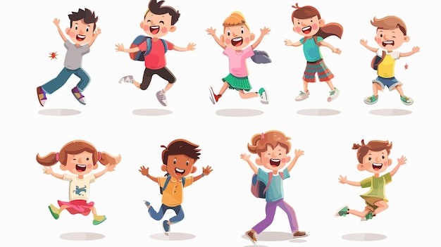 Cheerful Cartoon Kids Collection Set Illustration for Happy Designs