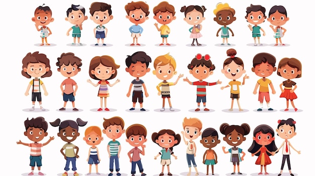 Cheerful Cartoon Kids Collection Set Illustration for Happy Designs