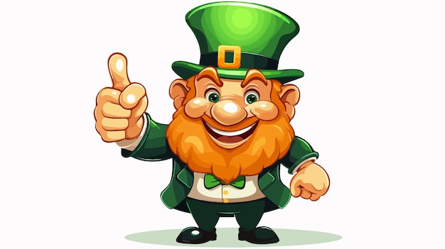 Vector cheerful cartoon leprechaun st patricks day character waving