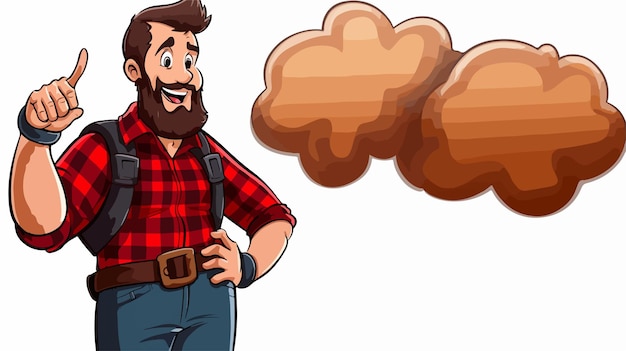 Cheerful Cartoon Lumberjack with Speech Bubble Illustration