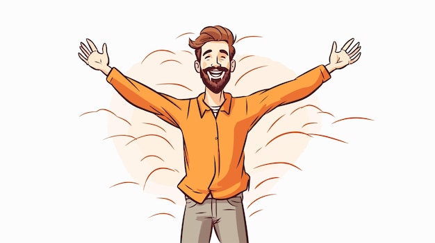 Cheerful Cartoon Man in Warm Gradient Line Drawing Style