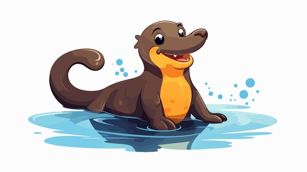 Vector cheerful cartoon platypus illustration for childrens books and designs