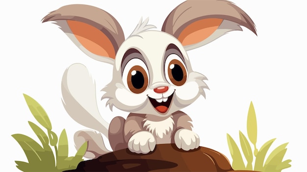 Vector cheerful cartoon rabbit vector illustration