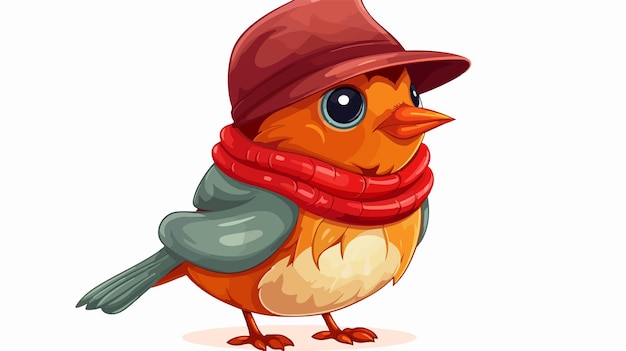 Cheerful Cartoon Robin in Hat Stock Illustration