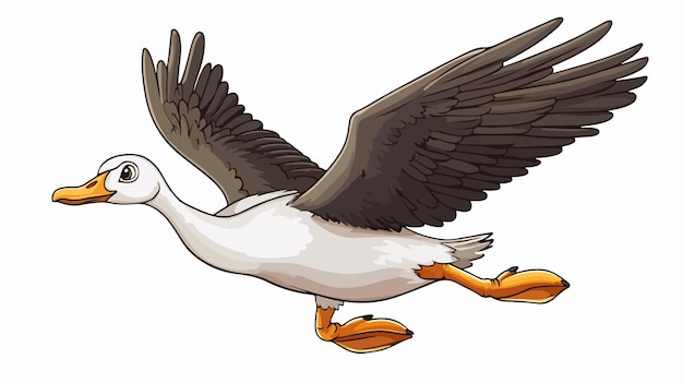 Vector cheerful cartoon running goose vector illustration