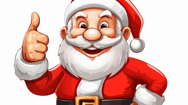 Vector cheerful cartoon santa claus giving thumbs up gesture