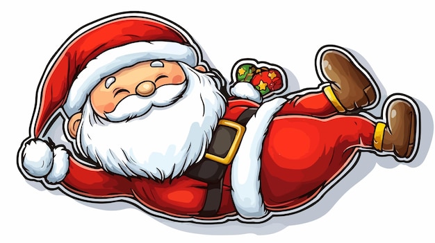 Vector cheerful cartoon santa claus sticker illustration