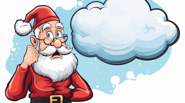 Cheerful Cartoon Santa Claus with Thought Bubble Illustration