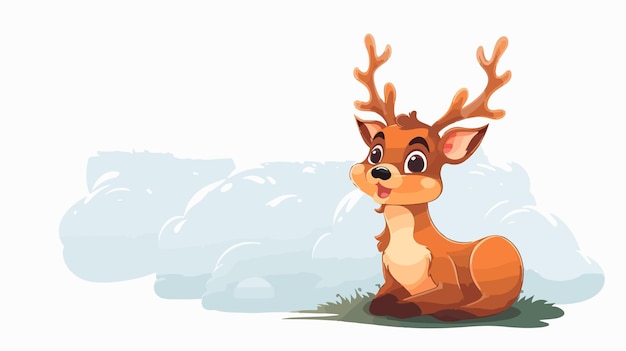 Cheerful cartoon stag with speech bubble in a seamless background