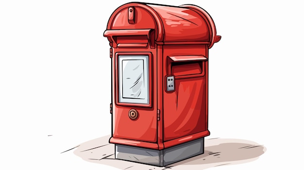 Vector cheerful cartoon style freehand drawn post box vector illustration