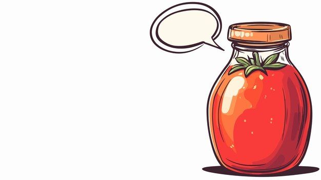 Cheerful Cartoon Tomato Ketchup Bottle with Speech Bubble