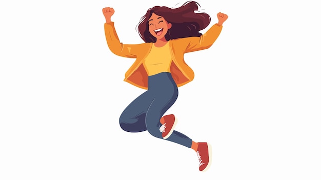 Cheerful Cartoon Vector of Woman Running