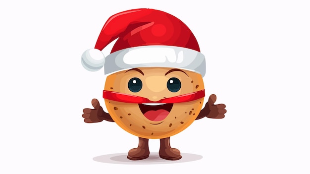 Vector cheerful christmas cartoon hamburger presenting blank sign