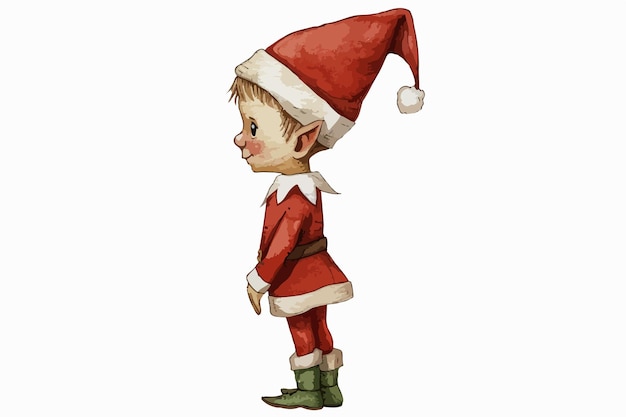 Cheerful Christmas Elf Clipart Isolated on White Background