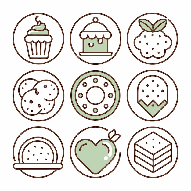 Cheerful Cookie and Pastry Icons in a Playful Design