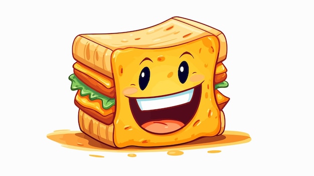 Cheerful and Delicious Sandwich with Cheese Laughing Vector Illustration