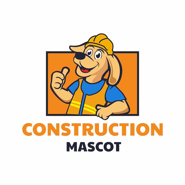 Cheerful Dog Construction Engineering Mascot Logo