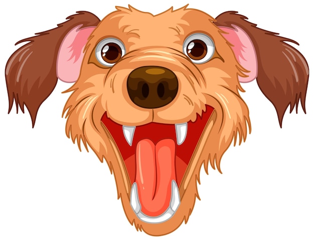 Vector cheerful dog with open mouth and teeth