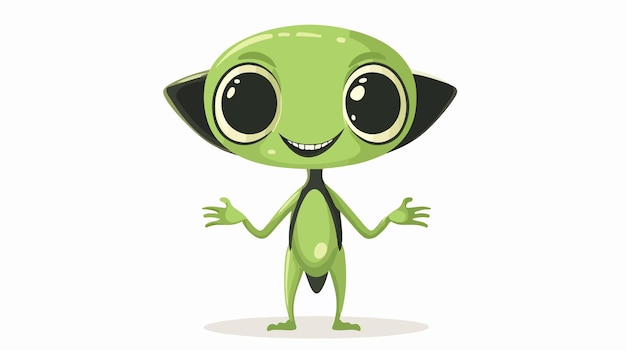 Vector cheerful flat color style cartoon alien character vector illustration