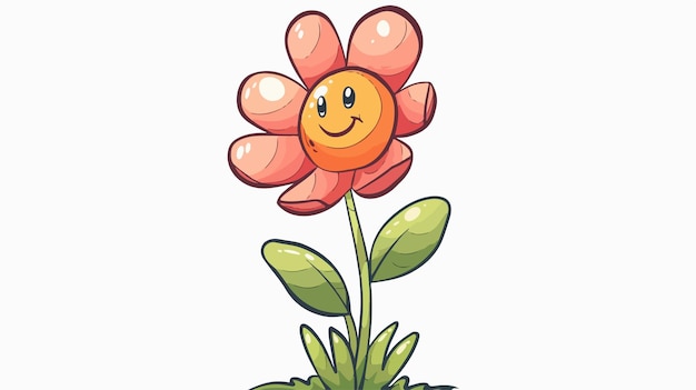 Vector cheerful flower cartoon character vector illustration