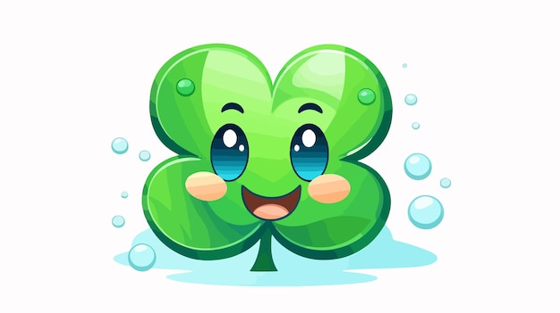 Vector cheerful four leaf clover cartoon character happy and smiling adobe stock