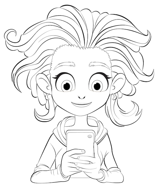 Cheerful Girl with Smartphone Illustration