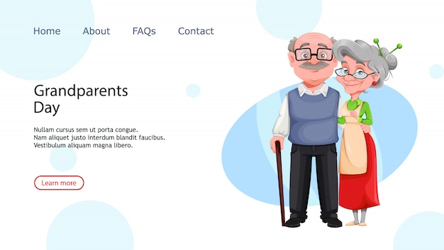 Cheerful grandmother and grandfather. Grandparents day landing page.