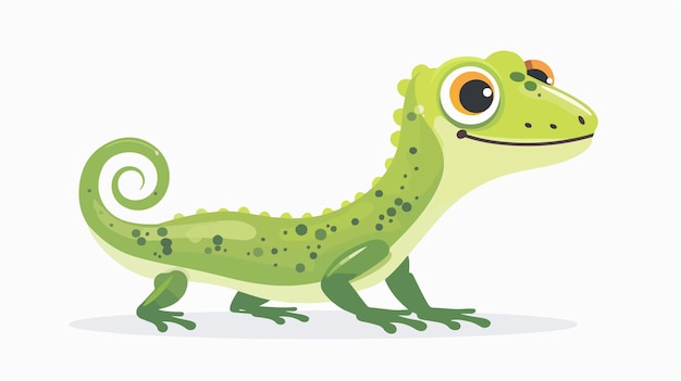 Cheerful Green Gecko Cartoon Character Standing and Smiling Vector Illustration