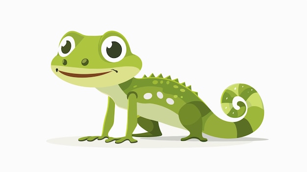 Cheerful Green Gecko Cartoon Character Standing and Smiling Vector Illustration