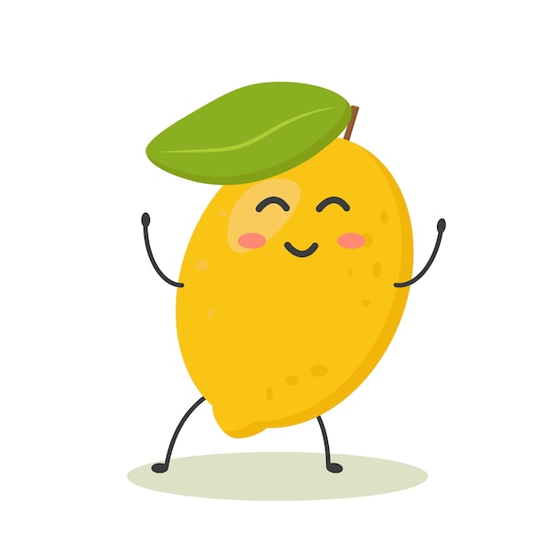 a cheerful lemon in the style of kawaii