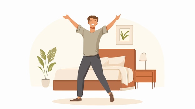 Cheerful Man Dancing with Outstretched Arm