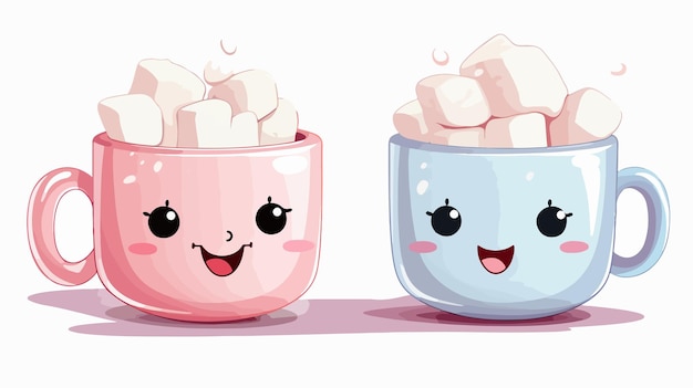 Cheerful Marshmallows Characters and Hot Chocolate Delight