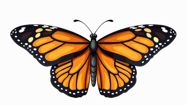 Vector cheerful monarch butterfly cartoon illustration