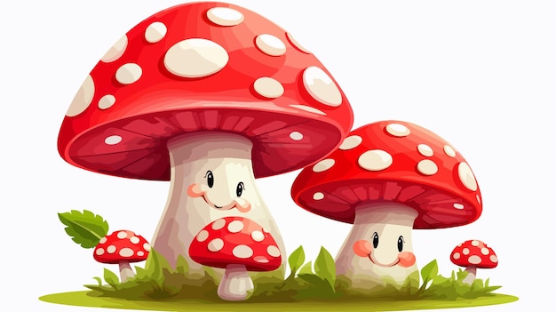 Cheerful Mushroom Cartoon Character Vector Illustration