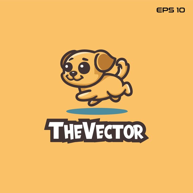 Cheerful puppy logo vector mascot character cartoon illustration eps10