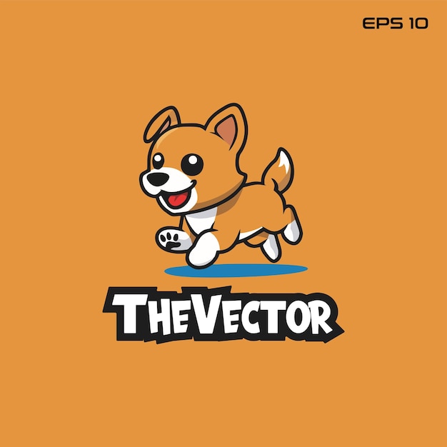 Cheerful puppy logo vector mascot character cartoon illustration eps10