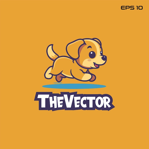 Cheerful puppy logo vector mascot character cartoon illustration eps10