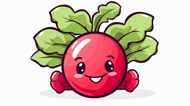 Vector cheerful radish vegetable cartoon vector illustration