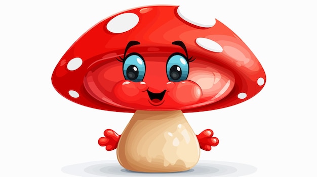 Vector cheerful red mushroom character smiling vector illustration